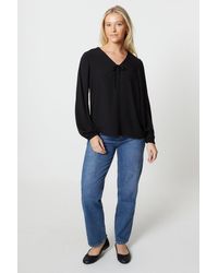 Dorothy Perkins - Tie Front Long Sleeve Blouse - Lyst