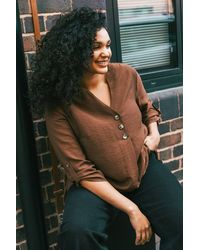 Roman - Curve Textured Buttoned Tunic Top - Lyst