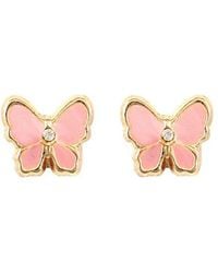 Jewelco London - 9Ct Enamel Butterfly Stud Earrings - Lyst