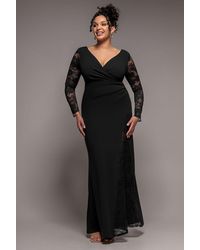Goddiva - Scuba & Lace Wrap Maxi Dress - Lyst