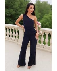 AX Paris - One Shoulder Draped Waist Jumpsuit - Lyst