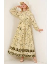 Bigdart - Buttoned Crew Neck Maxi Dress With Waistband - Lyst