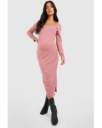 Boohoo - Maternity Square Neck Soft Knit Sweater Dress - Lyst