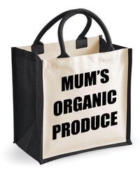 60 SECOND MAKEOVER - Medium Jute Bag Mum's Organic Produce Black Bag New Mum - Lyst