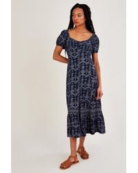 Monsoon - Square Neck Jersey Print Dress - Lyst