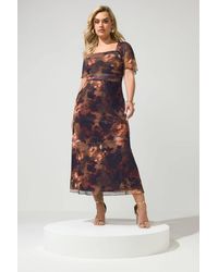 Yours - Floral Square Neck Maxi Dress - Lyst