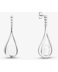 T.H.Baker - Sterling Freshwater Pearl Oval Dropper Earrings Eow70230Fw - Lyst