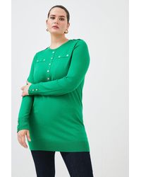 Karen Millen - Plus Size Viscose Blend Military Trim Knit Tunic - Lyst