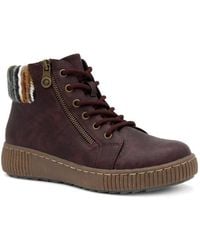 Pavers - Knitted Cuff Zip & Lace Chunky Ankle Boots - Lyst