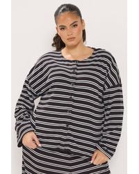Yours - Striped Button Up Long Sleeve Top - Lyst