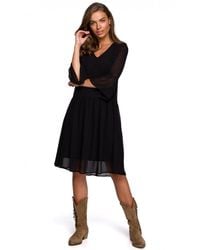 Love Lace - Chiffon Long Sleeve Lightweight Dress With Ruffles - Lyst