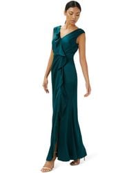 Adrianna Papell - Satin Crepe Ruffle Gown - Lyst