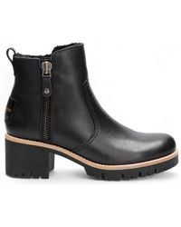 TruClothing - Side Zipped Faux Fur Lining Block Heel Leather Ankle Boots - Lyst
