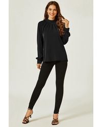 FS Collection - High Neck Back Cut Detail Blouse Top - Lyst
