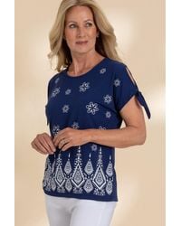 Anna Rose - Embellished Print Jersey Top - Lyst