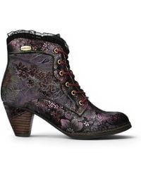 Infinity Leather - Floral Goth Victorian Leather Heeled Boots - Lyst
