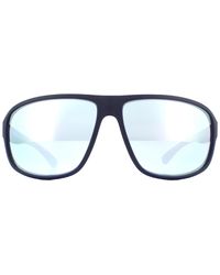 Emporio Armani - Aviator Matte Blue Blue Mirror White Sunglasses - Lyst