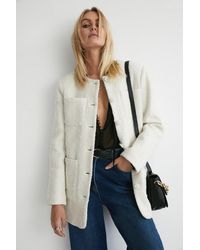Warehouse - Premium Wool Boucle Tweed Long Line Jacket - Lyst