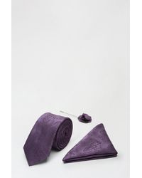 Burton - Purple Wedding Paisley Tie Set With Lapel Pin - Lyst