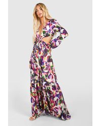Boohoo - Floral Print Cut Out Maxi Dress - Lyst