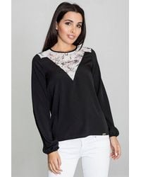Love Lace - Blouse With Pattern Neckline & Back Slit - Lyst