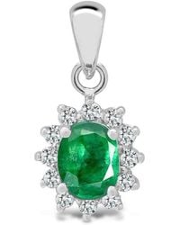 Jewelco London - 18Ct Diamond Emerald Royal Cluster Cluster Pendant - Lyst