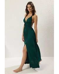 WOVCOR - Strappy Maxi Beach Dress W/ Front Tie Detail & Split - Lyst