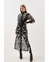 Karen Millen - Applique Organdie Woven Midi Shirt Dress - Lyst