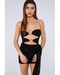 Stylewise - Bandeau Butterfly Cut-Out Lace Drape Detail Bodycon Mini Dress - Lyst