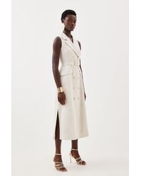 Karen Millen - Tailored Double Breasted Belted Midi Dress - Lyst