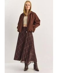 Bianco Lucci - High Waist Plaid Maxi Skirt - Lyst