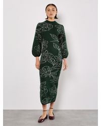 Apricot - Floral Knitted Midi Dress - Lyst
