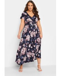 Yours - Floral Wrap Front Tie Maxi Dress - Lyst