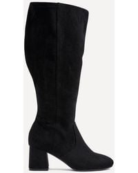 Linzi - Fable Wide Fit Faux Suede Knee High Block Heeled Boot - Lyst