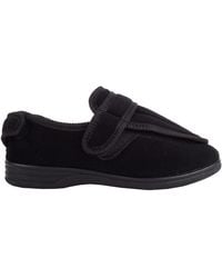 Absolute Footwear - Slip On Touch & Close Strap Winter Slipper Shoe With Wide Opening - Lyst