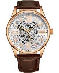 Stuhrling - Atrium 3942 Automatic Wrist Watch Skeletonized Dial 42Mm Case Leather Band - Lyst