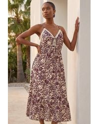 Roman - Petite Abstract Crochet Trim Dress - Lyst