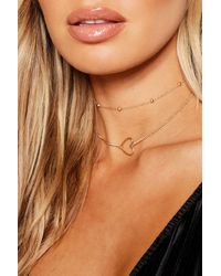 Boohoo - Heart & Chain Choker Pack Necklace - Lyst
