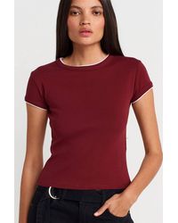 Dilvin - Slim Fit Cotton Crop T-Shirt - Lyst