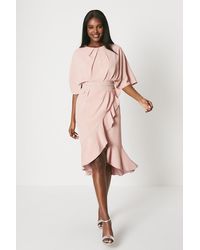 Coast - Crepe Frill Wrap Dress With Pearl Waist - Lyst