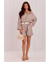 Love Lace - Viscose Wide Leg Tailored Shorts With Pockets - Lyst