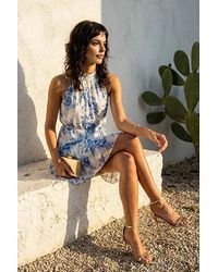 WOVCOR - Floral Printed Halterneck Tiered Mini Dress - Lyst