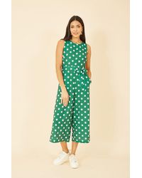 Mela - Green Polka Dot Culotte Jumpsuit - Lyst