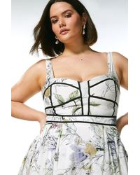Karen Millen - Plus Size Botanical Silk Cotton Corset Dress - Lyst