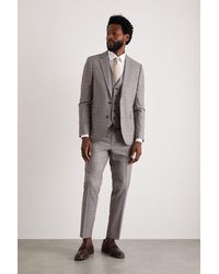Burton - Skinny Fit Grey Fine Check Suit Jacket - Lyst