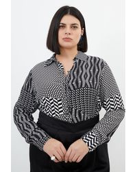 Karen Millen - Plus Size Geo Printed Morocain Woven Shirt - Lyst
