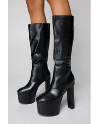 Nasty Gal - Faux Leather Extreme Platform Knee High Boots - Lyst