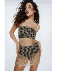 Nasty Gal - Metallic Strappy Knitted Mini Dress - Lyst