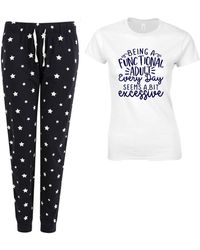 60 SECOND MAKEOVER - Being A Functional Adult Everyday Seems A Little Excessive Navy Star Pyjama Set - Lyst