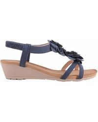Absolute Footwear - Small Wedge Elasticated Back Strap Summer Floral Sandal - Lyst